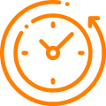 Orange clock with arrow design